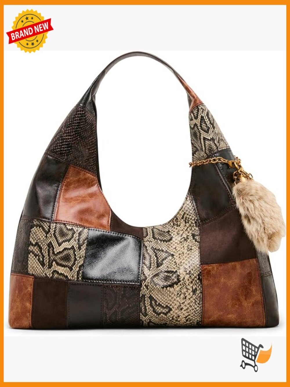 Fluid Hobo Bag with Charm Accents Magnetic Snap Closure